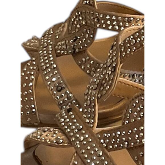 INC International Concepts Sandal Heel 7.5M Randii Bisque Rhinestone-Read Flaw - Picture 14 of 15